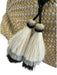 Kempton & Co Beige & Black Leather Shoulder Strap Woven Pockets Tote Bag Beige & Black / L