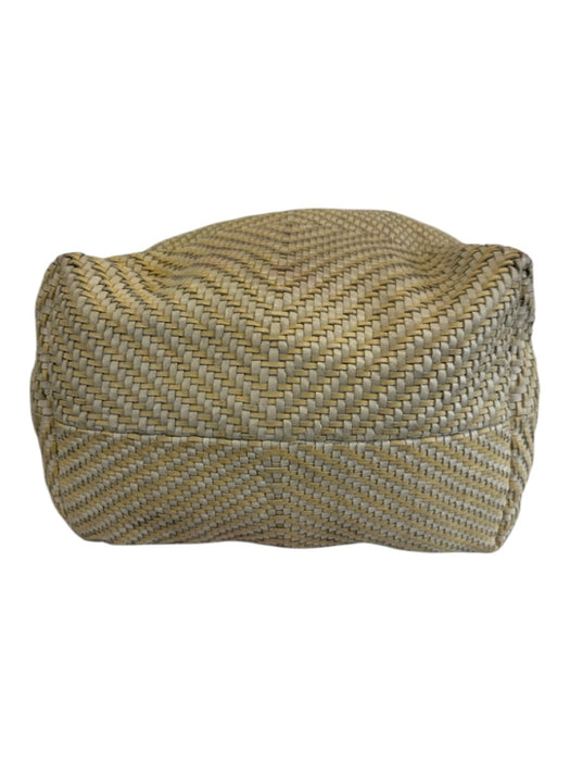 Kempton & Co Beige & Black Leather Shoulder Strap Woven Pockets Tote Bag Beige & Black / L