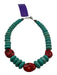 Turquoise & Red Stone Coral Disc Beads Hook & Eye Necklace Turquoise & Red
