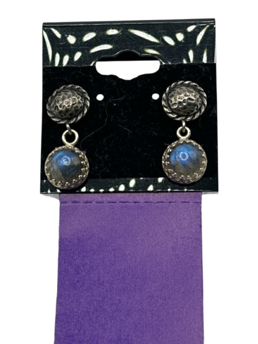 JBB Silver & Clear 925 Silver Moonstone Circles Post Back Drop Earrings Silver & Clear