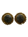 Susan Shaw Gold & Gray 24K Plated Gold Faceted Stone Halo Setting Earrings Gold & Gray