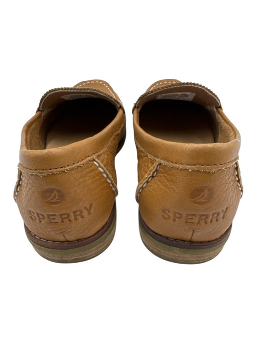 Sperry Shoe Size 7 Tan Brown Grained Leather Contrast Stitch Rubber Sole Loafers Tan Brown / 7