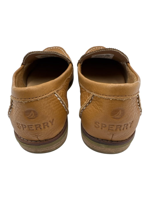 Sperry Shoe Size 7 Tan Brown Grained Leather Contrast Stitch Rubber Sole Loafers Tan Brown / 7