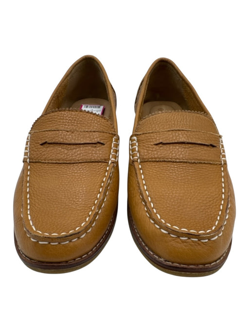 Sperry Shoe Size 7 Tan Brown Grained Leather Contrast Stitch Rubber Sole Loafers Tan Brown / 7