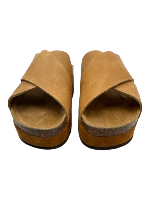 Chocolat Blu Shoe Size 38 Beige & Brown Leather Cork Criss Cross Slide Sandals Beige & Brown / 38