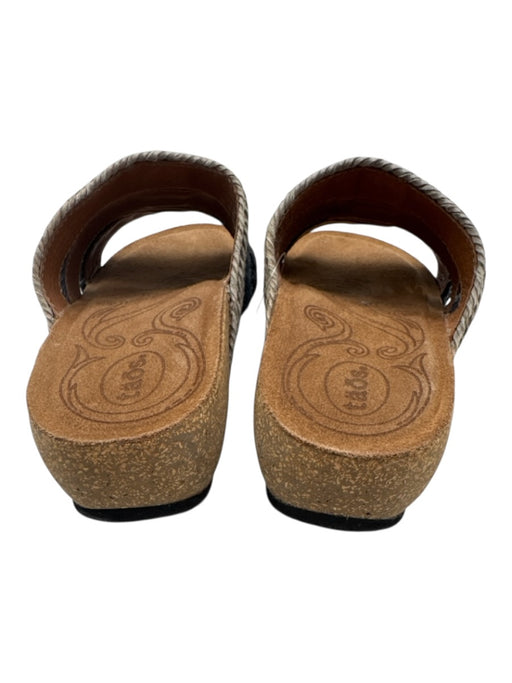 Taos Shoe Size 7.5 Gray, Blue, Brown Leather Cork Woven Wedge Slide Sandals Gray, Blue, Brown / 7.5