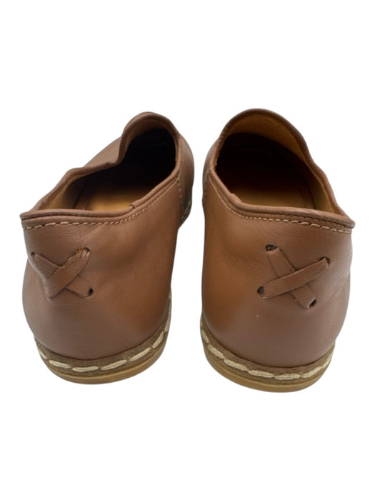 Charix Shoe Size 37 Brown Leather Rubber Sole Stitching Slip On Flats Brown / 37