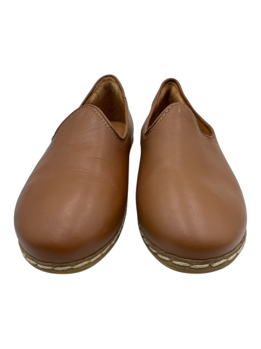 Charix Shoe Size 37 Brown Leather Rubber Sole Stitching Slip On Flats Brown / 37