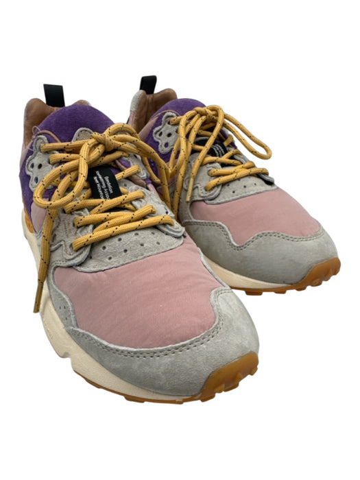 Flower Mountain Shoe Size 7 Purple, Gray, Yellow Nylon Suede Laser Cut Sneakers Purple, Gray, Yellow / 7