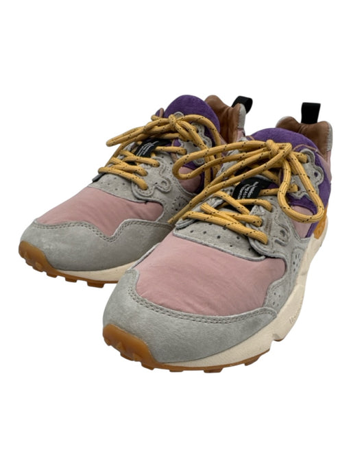 Flower Mountain Shoe Size 7 Purple, Gray, Yellow Nylon Suede Laser Cut Sneakers Purple, Gray, Yellow / 7