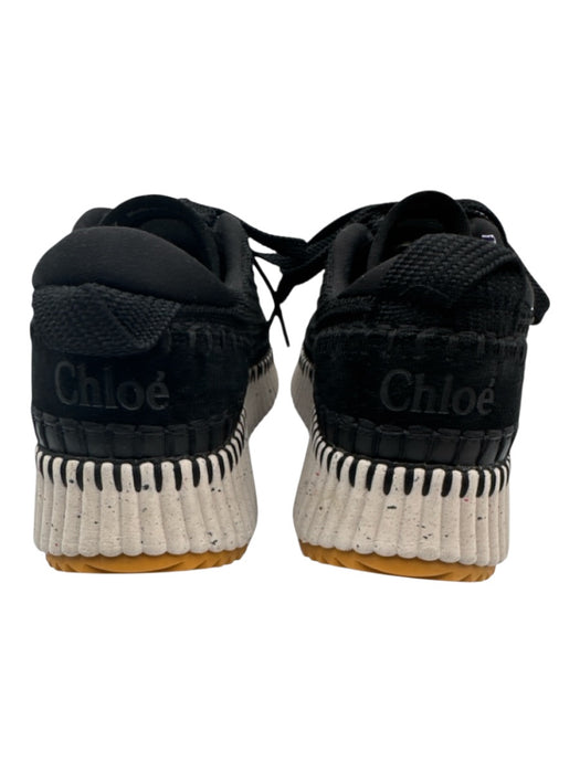Chloe Shoe Size 37 Black & Gray Nylon Suede Woven Speckled Lace Up Sneakers Black & Gray / 37