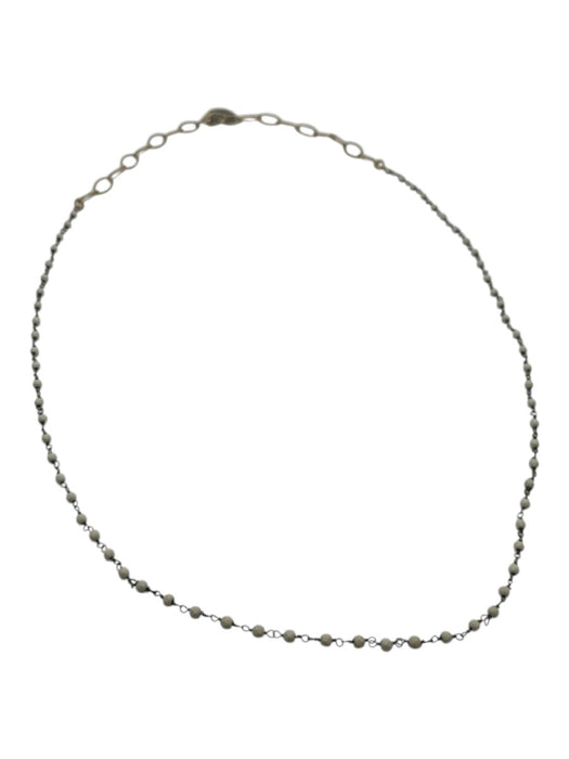 Silver, Gold, White 925 Silver Metal Beaded Chain Cross Pendant Long Necklace Silver, Gold, White