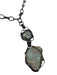 Gunmetal Gray & Turquoise Green Metal & Stone Beaded Station Chain Necklace Gunmetal Gray & Turquoise Green