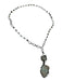 Gunmetal Gray & Turquoise Green Metal & Stone Beaded Station Chain Necklace Gunmetal Gray & Turquoise Green