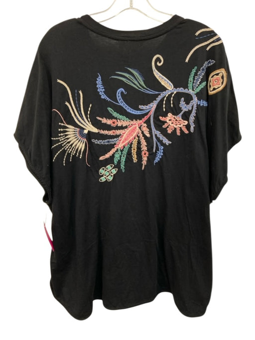 Johnny Was Los Angeles Size M/L Black, Blue, Multi Cotton Floral Embroidery Top Black, Blue, Multi / M/L