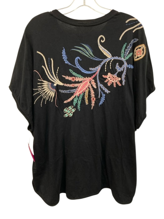 Johnny Was Los Angeles Size M/L Black, Blue, Multi Cotton Floral Embroidery Top Black, Blue, Multi / M/L