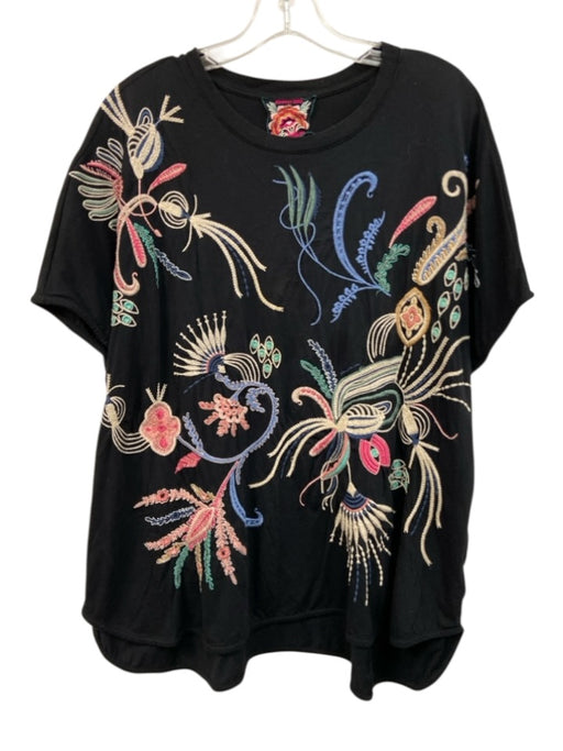 Johnny Was Los Angeles Size M/L Black, Blue, Multi Cotton Floral Embroidery Top Black, Blue, Multi / M/L