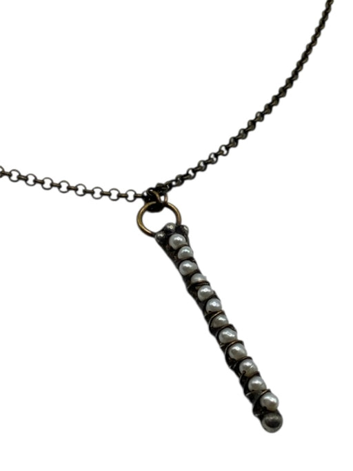 Winn 2023 Brass, Silver, Pearl Metal & Pearl Pendant Chain Necklace Brass, Silver, Pearl