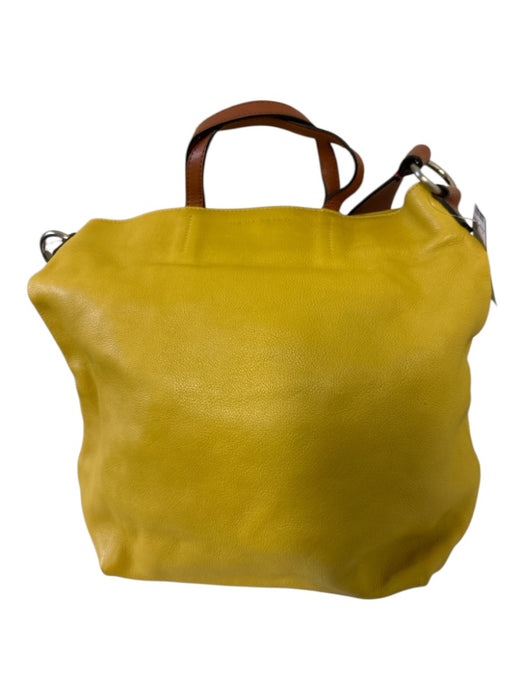 Nancybird Yellow, Pink & Brown Leather Magnetic Snap Multiple Straps Tote Bag Yellow, Pink & Brown