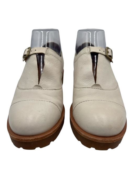 Kork-Ease Shoe Size 7 Cream White Leather Upper Buckle Straps Split Top Derby Cream White / 7