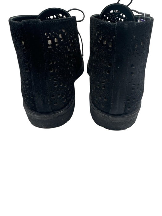Alaia Shoe Size 37 Black Leather Upper Perforated Laser Cut Lace Up Booties Black / 37