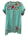 Johnny Was Size XL Aqua Blue & Multi Linen Embroidered Cross Stitch Dress Aqua Blue & Multi / XL