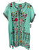 Johnny Was Size XL Aqua Blue & Multi Linen Embroidered Cross Stitch Dress Aqua Blue & Multi / XL