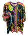 Johnny Was Size XL Black, Yellow, Purple Silk Round Neck Button Down Dolman Top Black, Yellow, Purple / XL