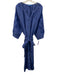 J. McLaughlin Size XL Blue Linen Long Balloon Sleeve Ladder Lace Detail Dress Blue / XL