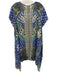 Johnny Was Size L Gray, Blue & Multi Cupro Rayon Short Sleeve Cover Up Dress Gray, Blue & Multi / L