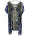 Johnny Was Size L Gray, Blue & Multi Cupro Rayon Short Sleeve Cover Up Dress Gray, Blue & Multi / L