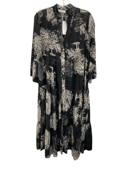 AQRL Size One Size Black & Cream White Cotton Abstract Print Eyelet Dress Black & Cream White / One Size