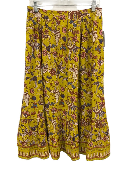 Cleobella Size L Yellow, brown & blue Cotton Shirred Back Floral Paisley Skirt Yellow, brown & blue / L