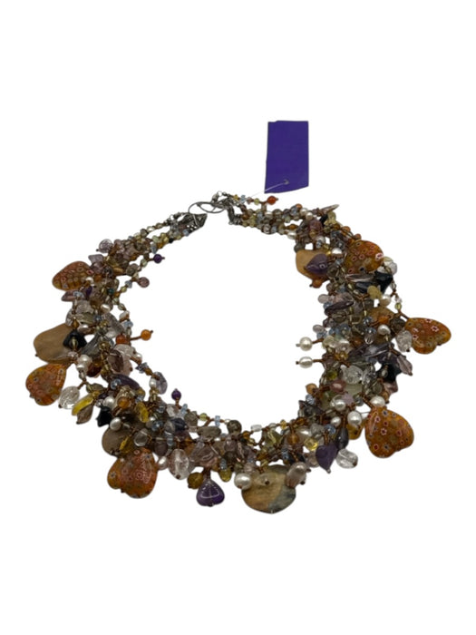 Brown & Multi Glass Beads Stone Beads Pearl accents Multi Strand Necklace Brown & Multi