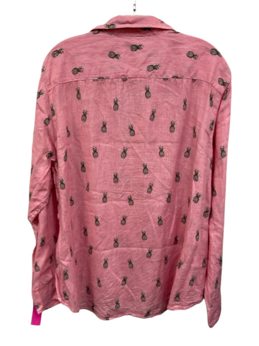 Frank & Eileen Size XL Pink, White, black Linen Pineapple Print Button Top Pink, White, black / XL