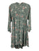 Natalie Martin Size XS Green, Pink, White Silk Long Sleeve Floral Midi Dress Green, Pink, White / XS