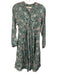 Natalie Martin Size XS Green, Pink, White Silk Long Sleeve Floral Midi Dress Green, Pink, White / XS