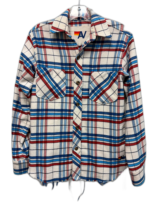 Aviator Nation Size XS Red, Blue, White Polyester Blend Long Sleeve Plaid Top Red, Blue, White / XS