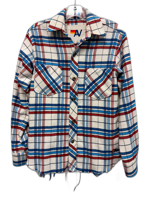 Aviator Nation Size XS Red, Blue, White Polyester Blend Long Sleeve Plaid Top Red, Blue, White / XS
