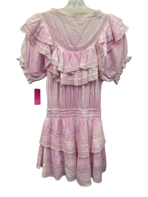 Loveshackfancy Size M Baby Pink Cotton Short Sleeve Tiered Ruffle Detail Dress Baby Pink / M