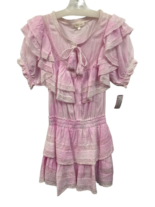 Loveshackfancy Size M Baby Pink Cotton Short Sleeve Tiered Ruffle Detail Dress Baby Pink / M