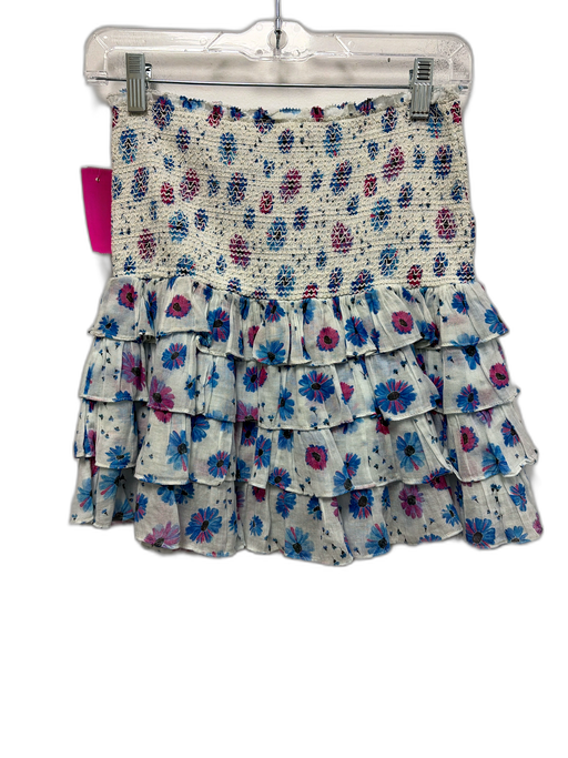 Loveshackfancy Size 8 Blue, Purple, White Cotton Smocked Waist Band Floral Skirt Blue, Purple, White / 8