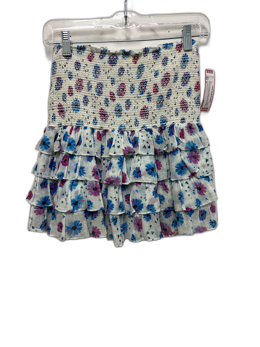 Loveshackfancy Size 8 Blue, Purple, White Cotton Smocked Waist Band Floral Skirt Blue, Purple, White / 8