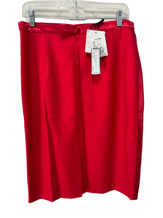 Escada Couture Size 42/L Red Virgin Wool Blend Beaded Butterflies Skirt Set