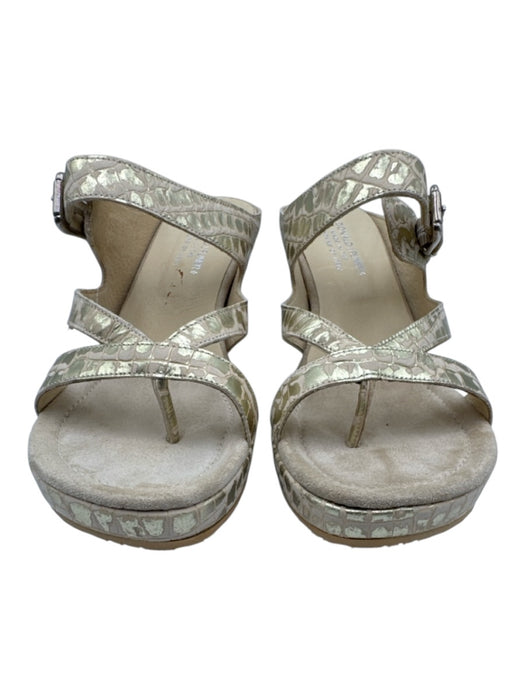 Donald J Pliner Shoe Size 10 Gold Leather Strappy Wedge Metallic Sandals Gold / 10