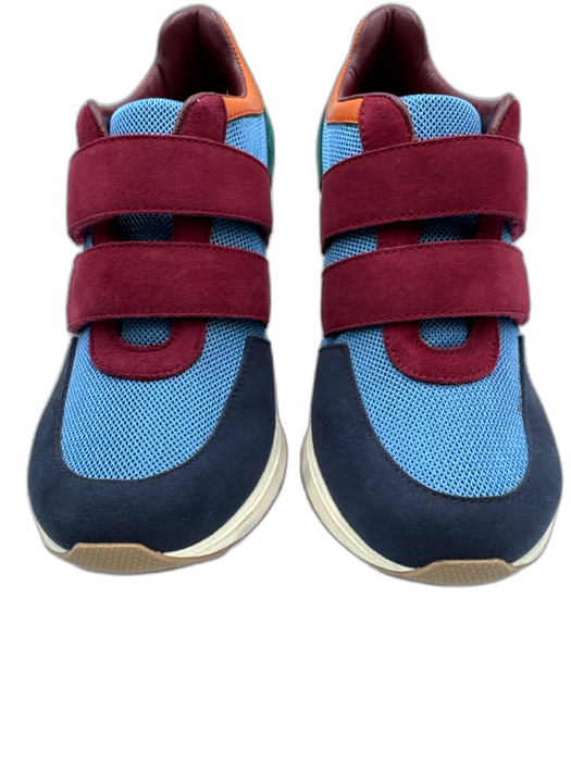 Sneex Shoe Size 6 Blue & Burgundy Suede Mesh Color Block Velcro closure Pumps Blue & Burgundy / 6