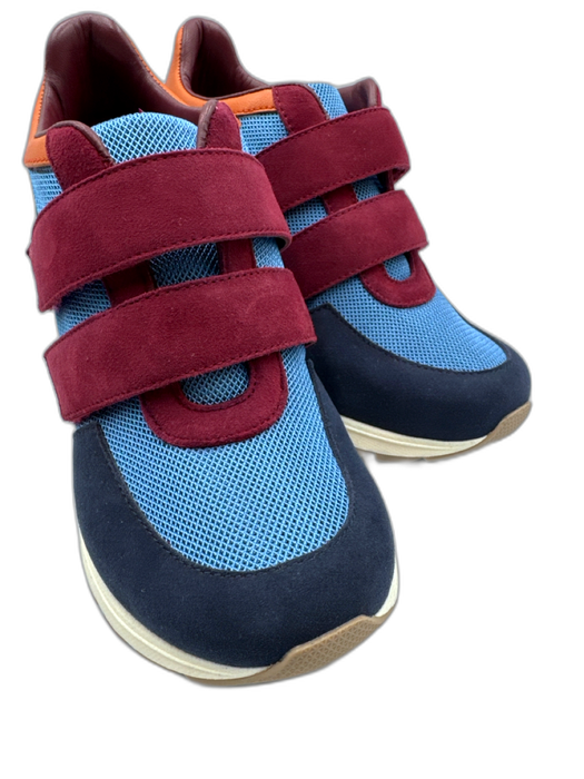 Sneex Shoe Size 6 Blue & Burgundy Suede Mesh Color Block Velcro closure Pumps Blue & Burgundy / 6