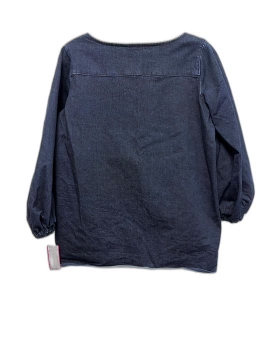 Ann Mashburn Size XS Dark Wash Cotton Blend Chambray Square Neck rolled hem Top Dark Wash / XS