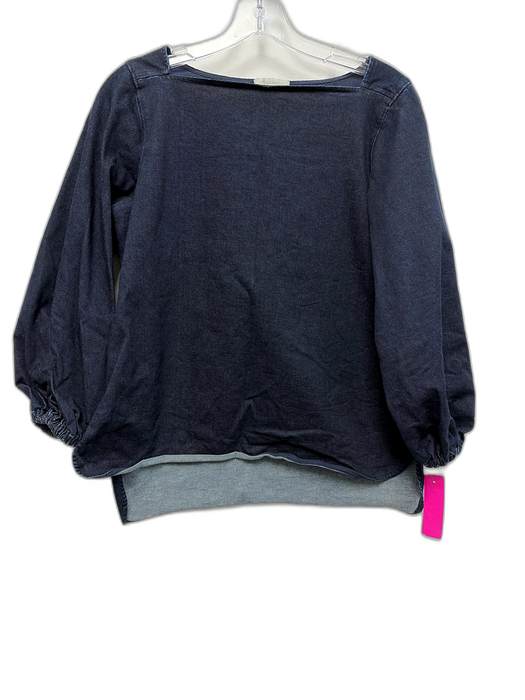 Ann Mashburn Size XS Dark Wash Cotton Blend Chambray Square Neck rolled hem Top Dark Wash / XS