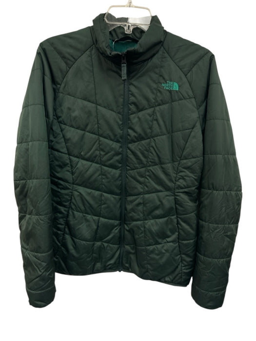 The North Face Size M Dark Green Nylon Zip Up Quilted Puffer Light Weight Jacket Dark Green / M